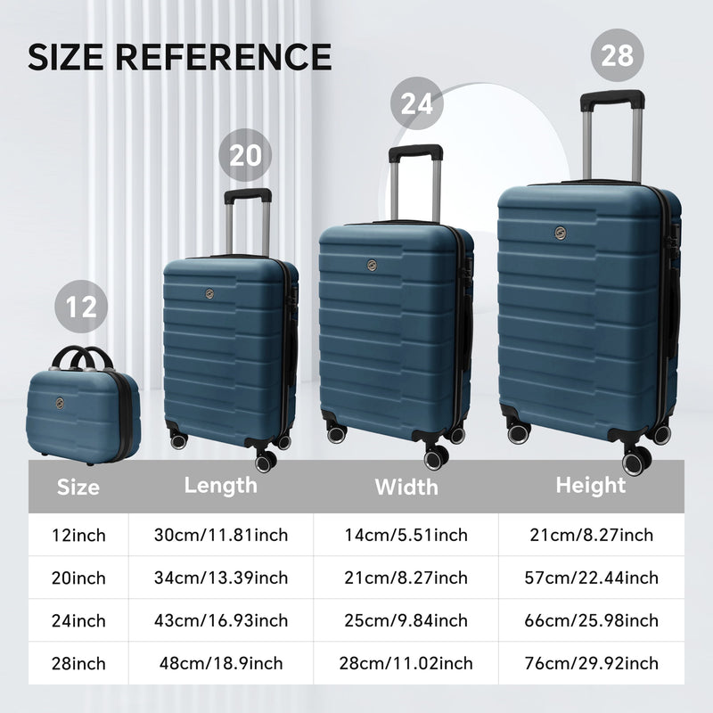 4 Piece Hard Shell Luggage Set, Carry On Suitcase With Spinner Wheels, Family Luggage Set