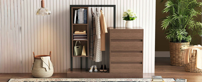 Wardrobe With 4 Drawers And 3 Shelves