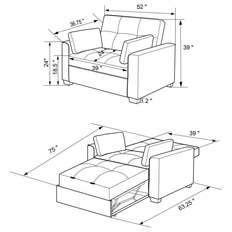 Edith - Upholstered Convertible Sleeper Sofa Bed