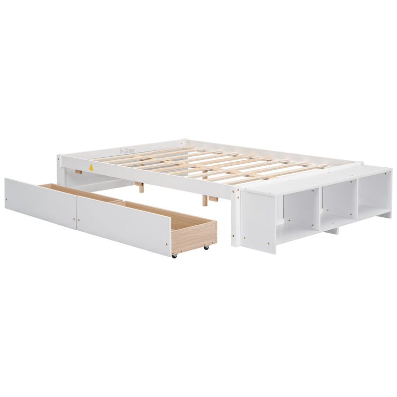 Bed With Storage Case, 2 Storage Drawers, Lengthwise Support Slat