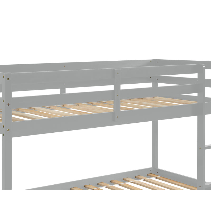 Twin over Twin Floor Bunk Bed,Grey(New SKU:W504P148536)