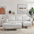 Fabric Right Facing Sectional Sofa Bed, L-Shape Sofa Chaise Lounge With Ottoman Bench