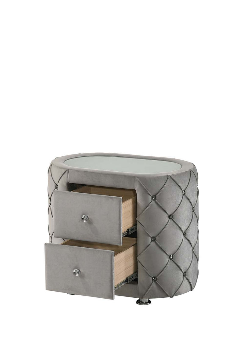 Perine - Nightstand - Gray Velvet