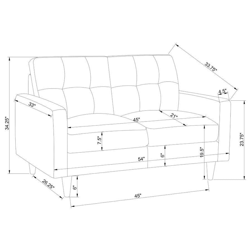 Watsonville - Upholstered Track Arm Tufted Loveseat - Gray