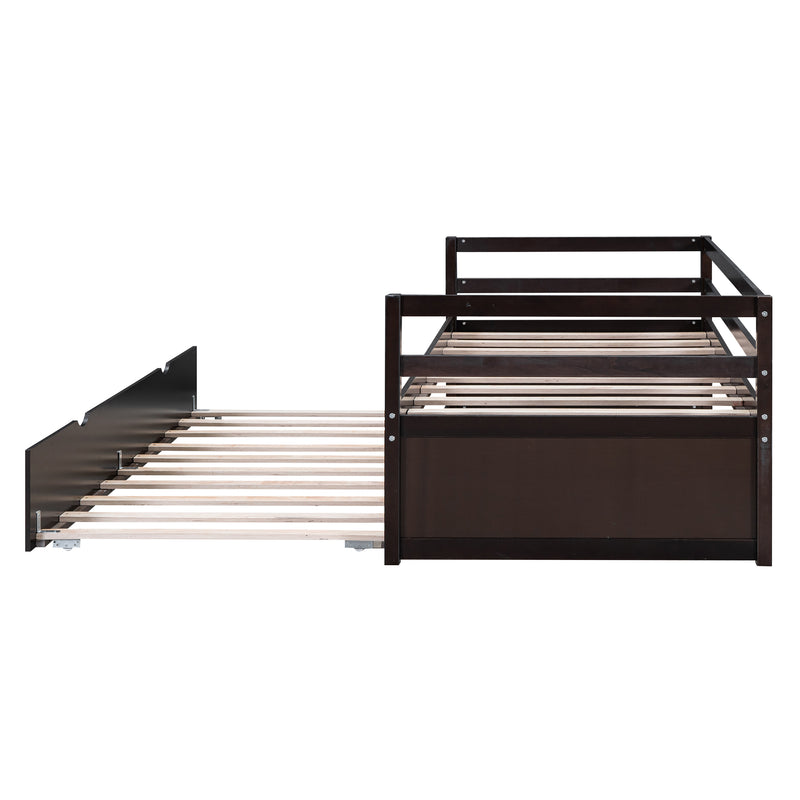 Twin Size Wood Daybed with Twin Size Trundle, Espresso