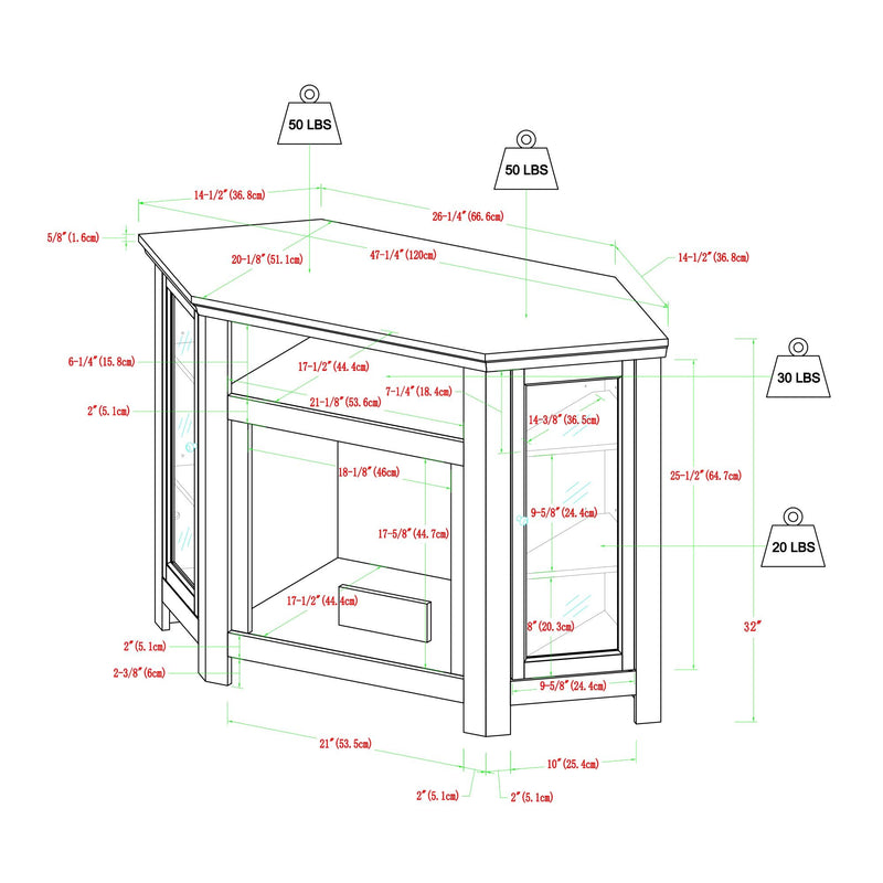 Classic Glass Door Fireplace TV Stand For TVs Up To 55" - White Oak