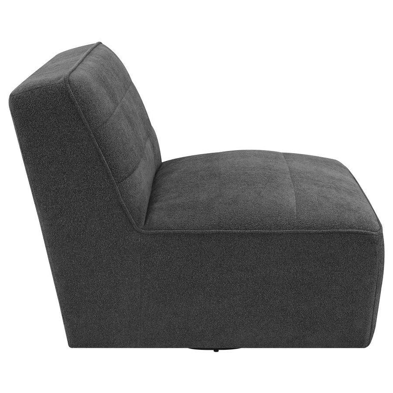 Cobie - Upholstered Armless Swivel Chair - Dark Charcoal