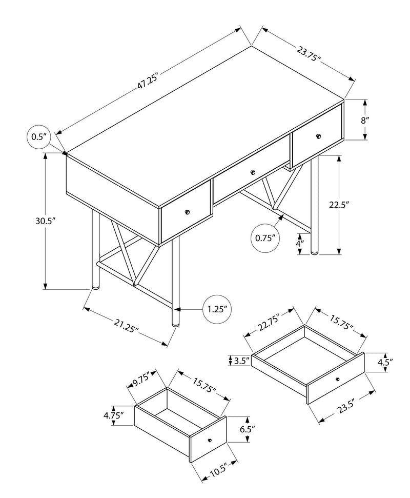 Computer Desk For Home Office, Stylish Design, Storage Drawers, Transitional