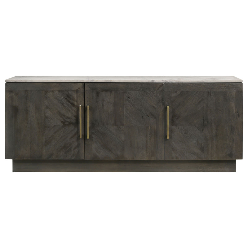 Dennis - 3 Door Marble Top Sideboard Buffet - Tobacco Gray