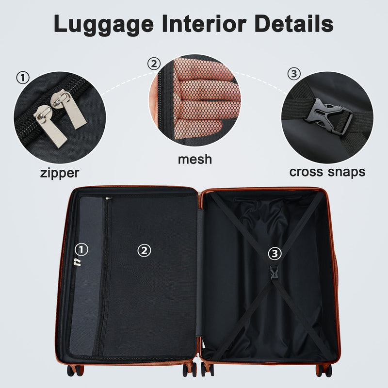 Contrast Color 3 Piece Luggage Set Hardside Spinner Suitcase With Tsa Lock 20" 24' 28" Available