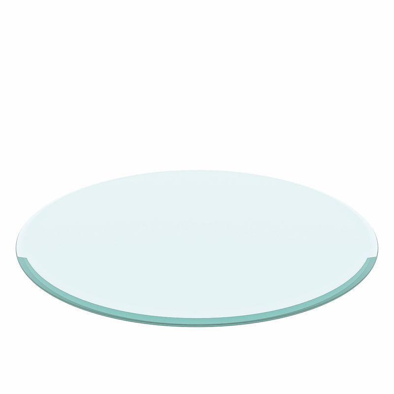 30" Round Tempered Glass Table Top Clear Glass 2 / 5" Thick Beveled Polished Edge - Transparent