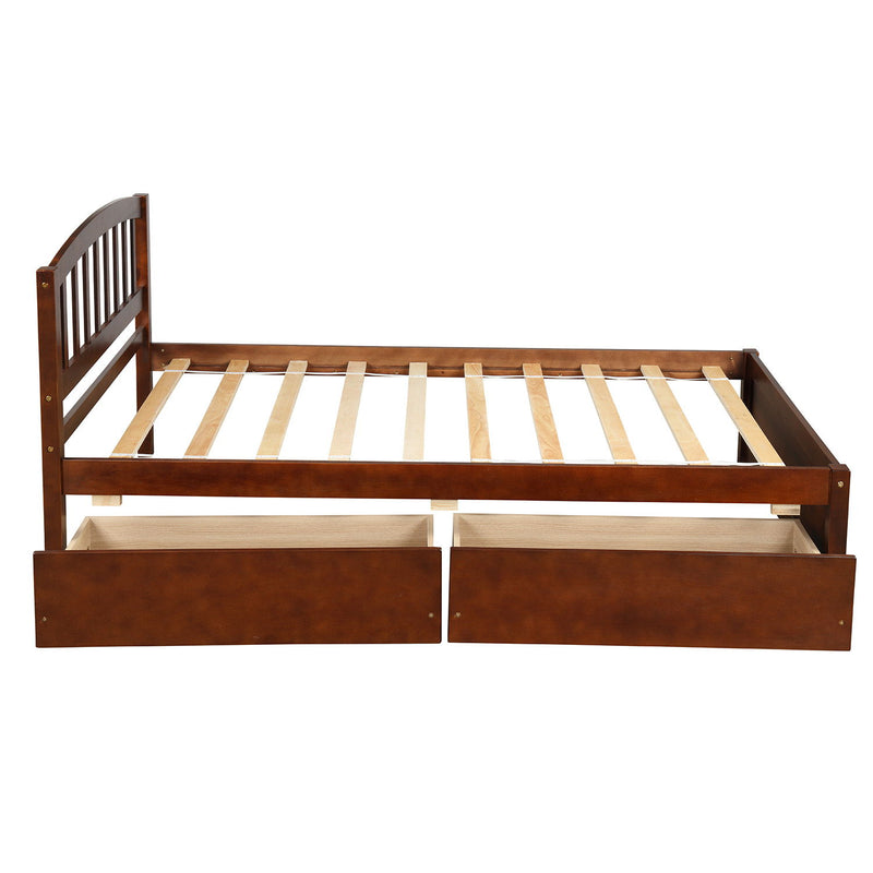 Platform Storage Bed Wood Bed Frame With Two Drawers And Headboard