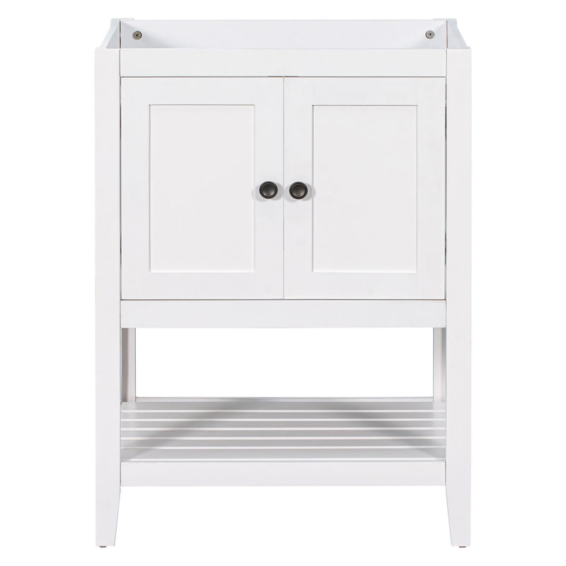 Bathroom Vanity Base Only, Soild Wood Frame, Bathroom Storage Cabinet With Doors And Open Shelf