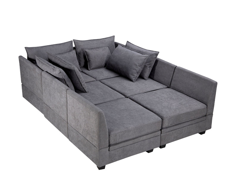 U_Style Modern Large U-Shape Modular Sectional Sofa, Convertible Sofa Bed with Reversible Chaise for Living Room, Storage Seat