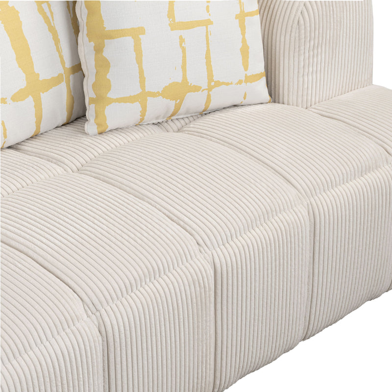 Modern Couch Corduroy Comfy Sofa With Rubber Wood Legs, 4 Pillows For Living Room