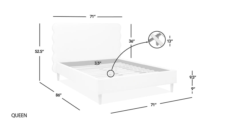 Stockholm - Modern Wavy Headboard Platform Bed