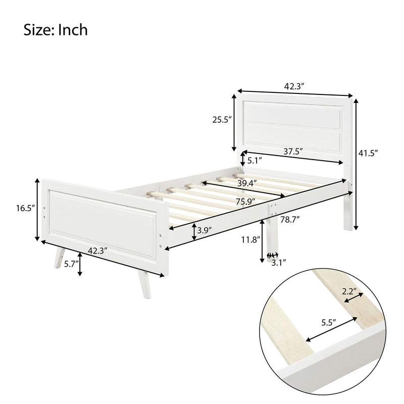 Twin Platform Bed Frame Mattress Foundation With Headboard And Wood Slat Support