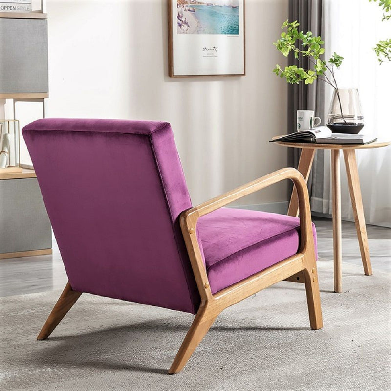 Classic Mid-Century Modern Accent Chairs, Open Framed Armchair With Cushioning