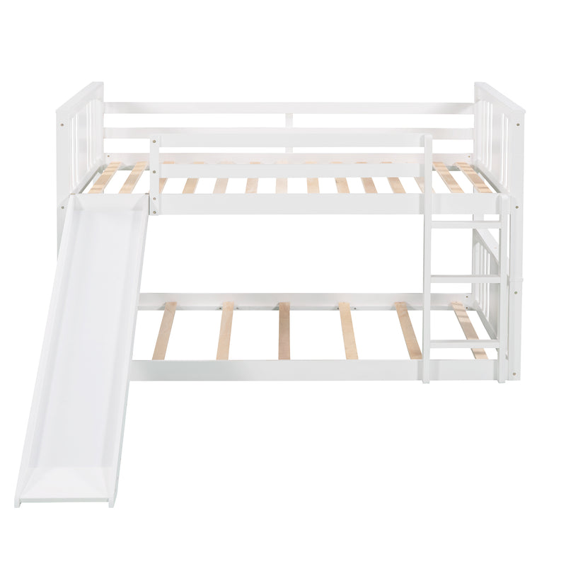 Twin Over Twin Bunk Bed with Slide and Ladder, White (Old SKU：LP000108AAK)