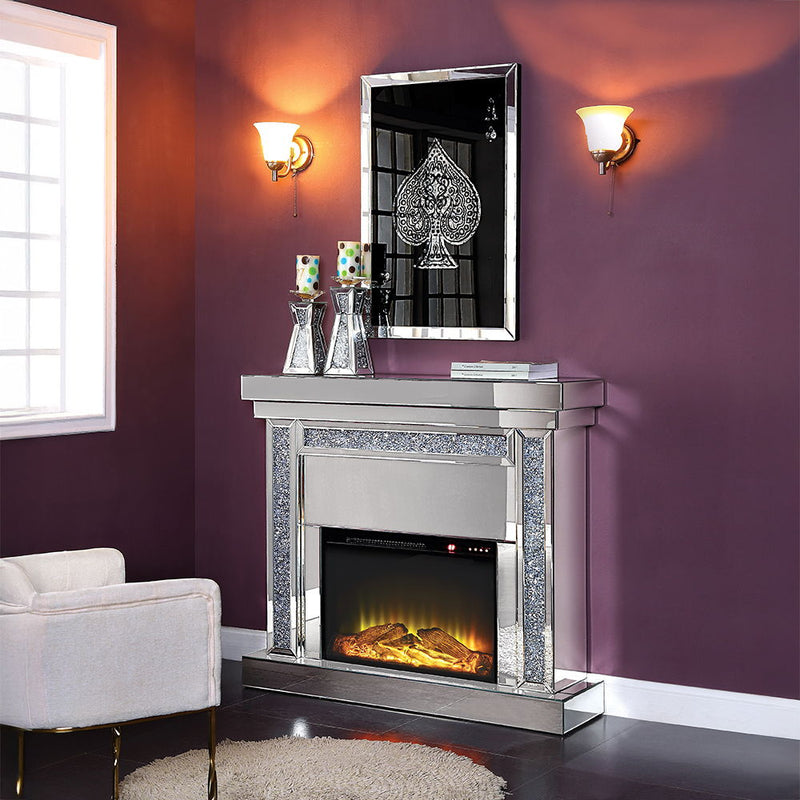 Noralie - Fireplace - Mirrored & Faux Diamonds - 42" - Atlantic Fine Furniture Inc