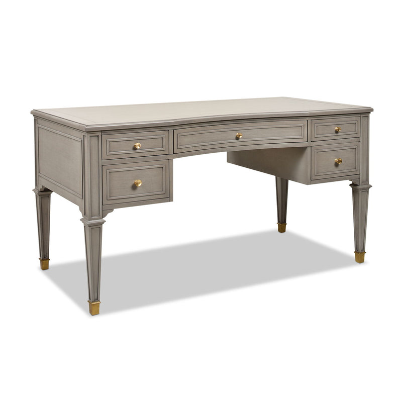 Dauphin - Gold Accent 5 Drawer Executive Desk - Gray Cashmere