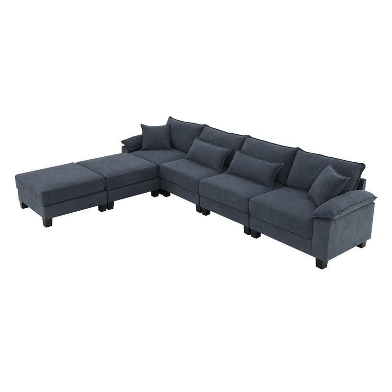 [VIDEO provided] [New] 133*65" Corduroy Modular Sectional Sofa,U Shaped Couch with Armrest Bags,6 Seat Freely Combinable Sofa Bed,Comfortable and Spacious Indoor Furniture for Living Room, 2 Colors