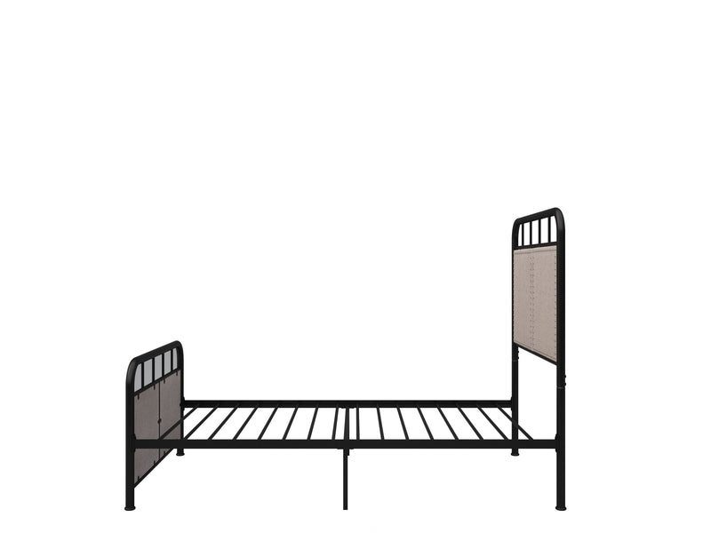 Twin Size Linen Upholstered Platform Metal Bed Frame With Fabric Headboard And Footboard - Brown