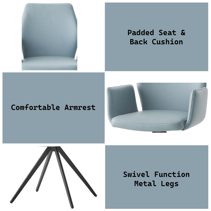 Segismunda - Side Chair With Swivel - Light Blue & Black