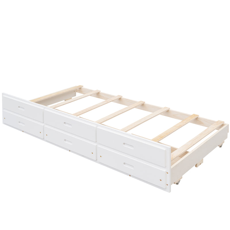 Twin-Over-Full Bunk Bed with Twin size Trundle , Separable Bunk Bed with Drawers for Bedroom - White