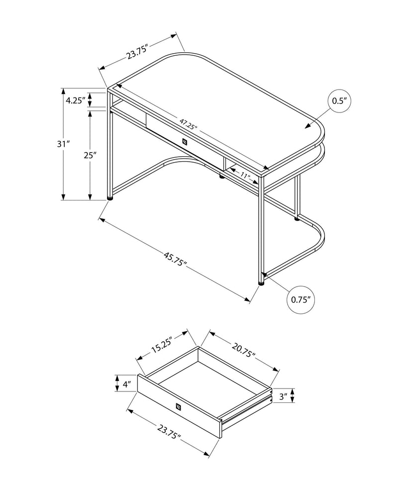 Computer Desk For Home Office, Laptop, Storage Drawers, Contemporary And Modern - White