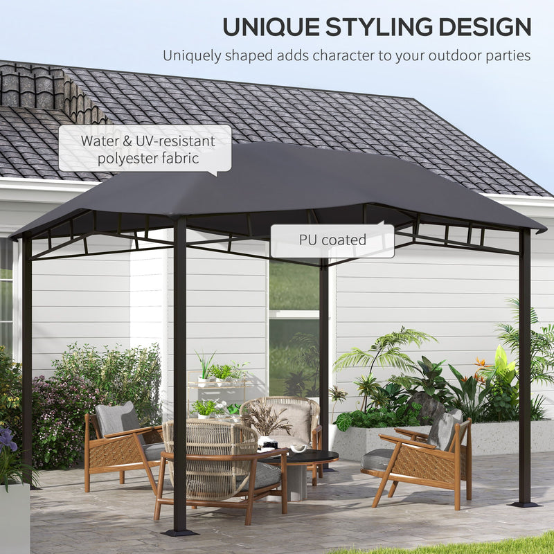 Outsunny - 10' x 10' Soft Top Patio Gazebo Outdoor Canopy With Unique Geometric Design Roof, All-Weather Steel Frame - Gray