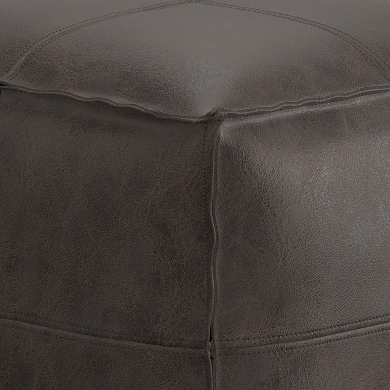 Sheffield - Square Pouf - Distressed Dark Brown