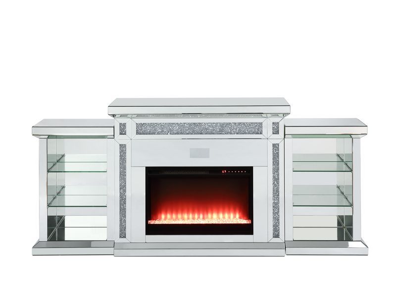 Noralie - Fireplace - Mirrored & Faux Diamonds