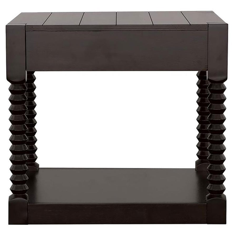 Meredith - 1-Drawer Rectangular Side End Table - Coffee Bean