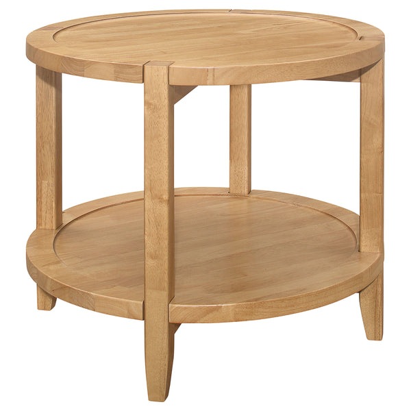 Camillo - Round Solid Wood Side End Table - Maple