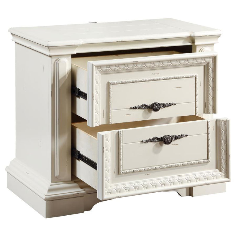 Evelyn - 2-Drawer Nightstand - Distressed White