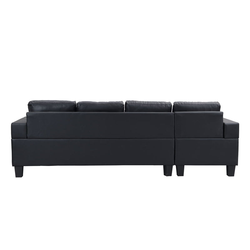 Sectional Sofa Set For Living Room With L Shape Chaise Lounge, Cup Holder, Left Or Right Hand Chaise Modern 4 Seat - Black