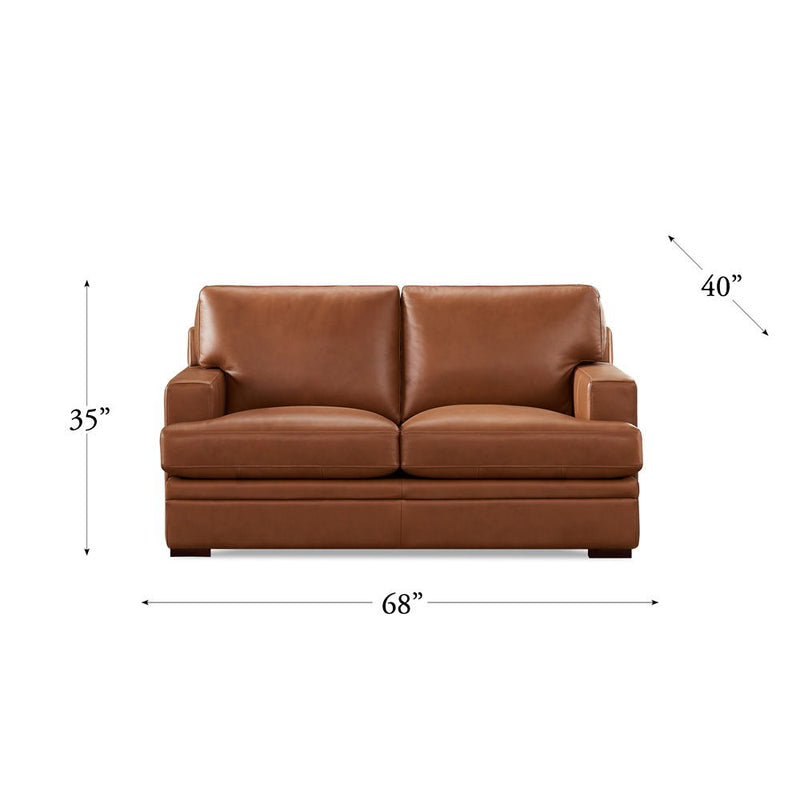 Georgia - Leather Loveseat - Chestnut