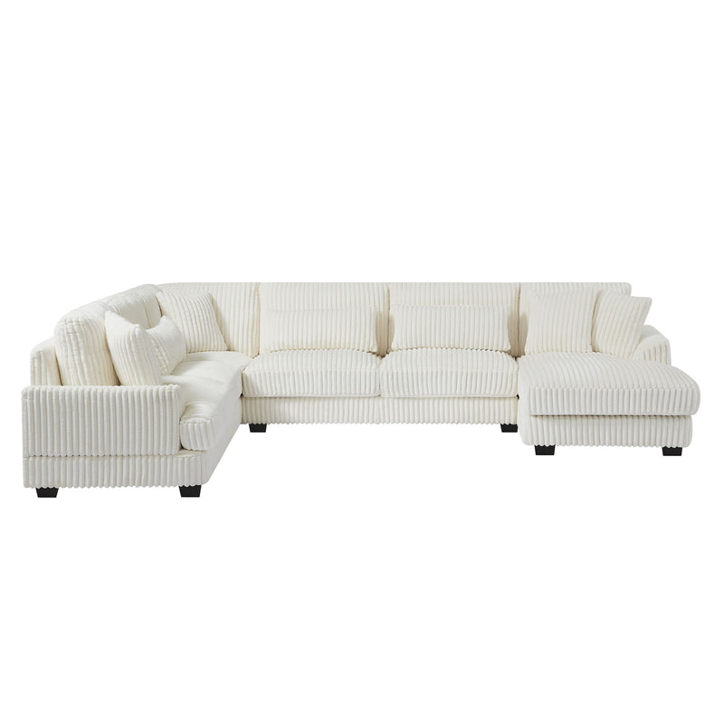 Oversized Sectional Sofa U - Shaped Sofa Couch Modern Sofa Upholstered In Soft Corduroy With A Chaise Lounge For Living Room