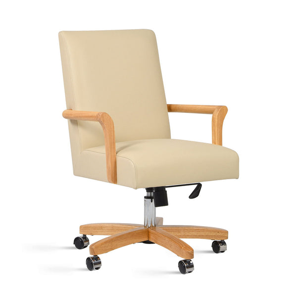 Dumont - Modern Farmhouse High Back Executive Home Office Chair - Neutral Cream Beige / Natural