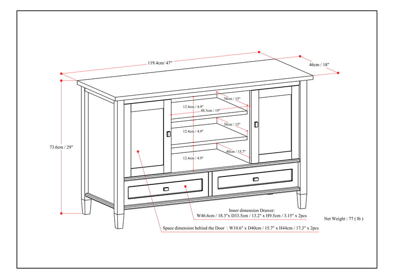 Warm Shaker - Transitional Style TV Media Stand