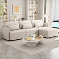 Convertible Sectional Sofa Couch 3 Seat L-Shaped Sofa With Movable Ottoman And USB For Apartment, Living Room, Bedroom