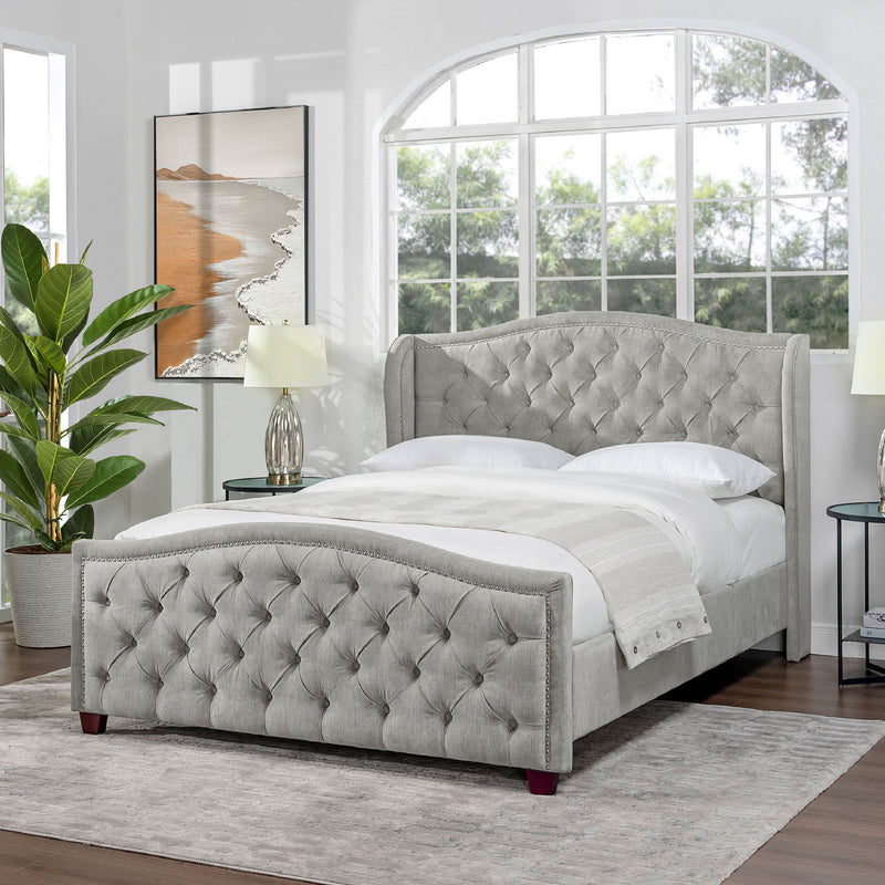 Fontana - Queen Wingback Upholstered Platform Bed Frame