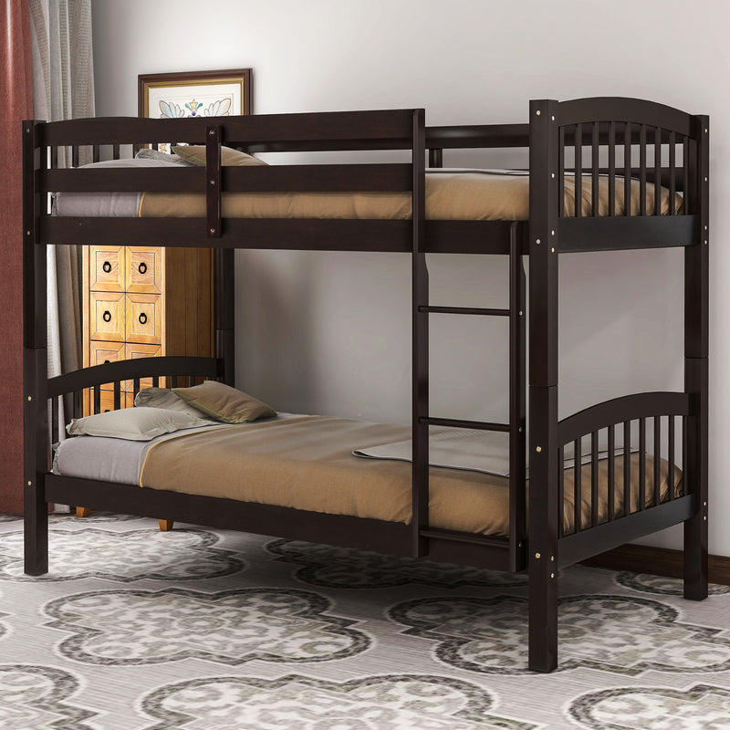 Twin Over Twin Bunk Bed With Ladder - Espresso