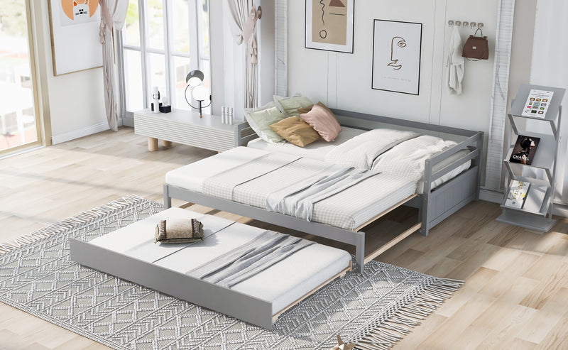 Twin or Double Twin Daybed with Trundle,Gray