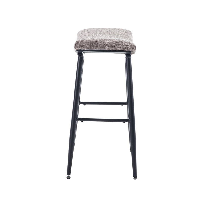 Bar Stools (Set of 2) Armless Counter Low Bar Stools Without Back Modern Linen Fabric Breakfast Stools With Metal Leg And Footrest