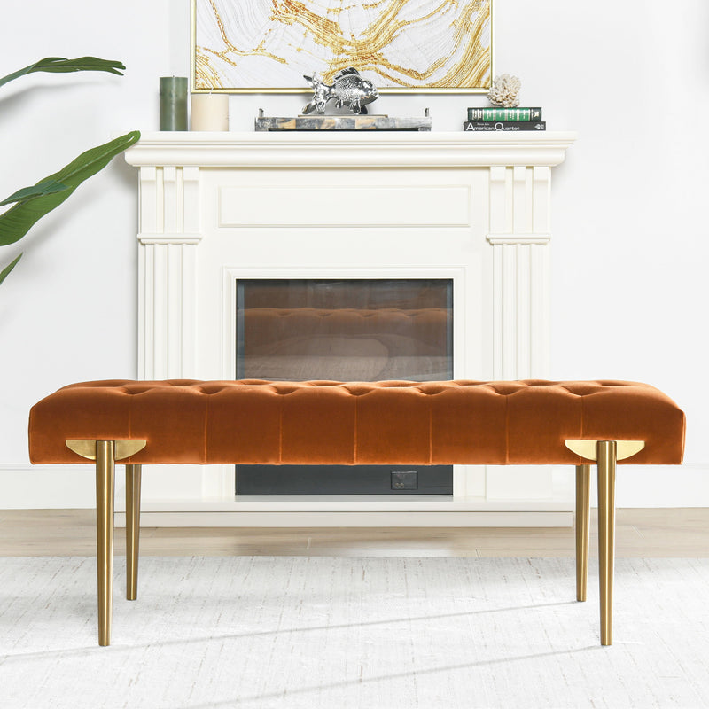 Aria - Upholstered Gold Accent Bench