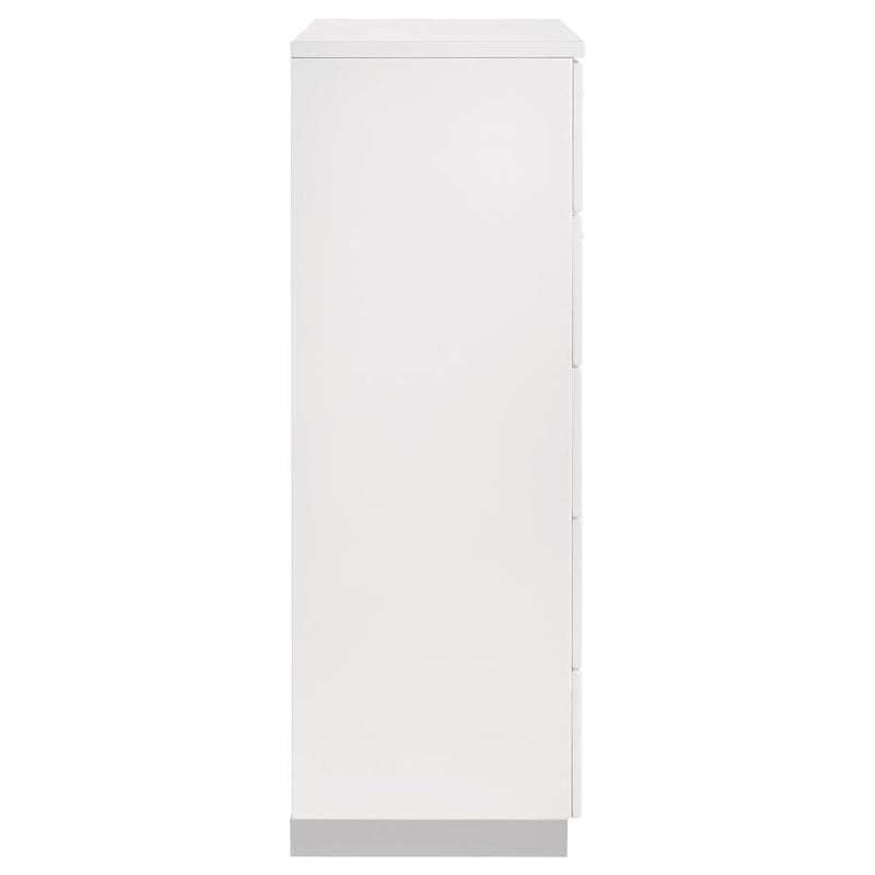 Felicity - 5-Drawer Bedroom Chest - White High Gloss