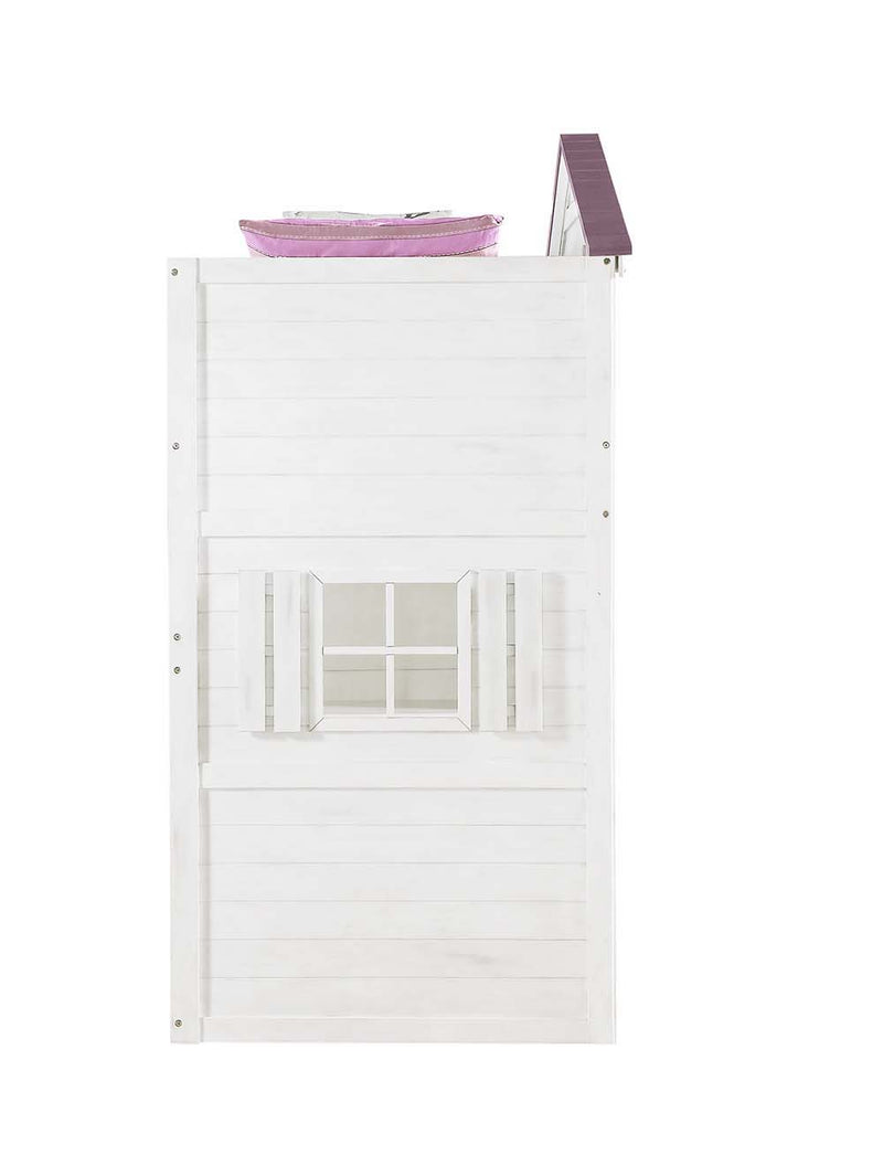 Tree House - Twin Loft Bed - Pink & White Finish