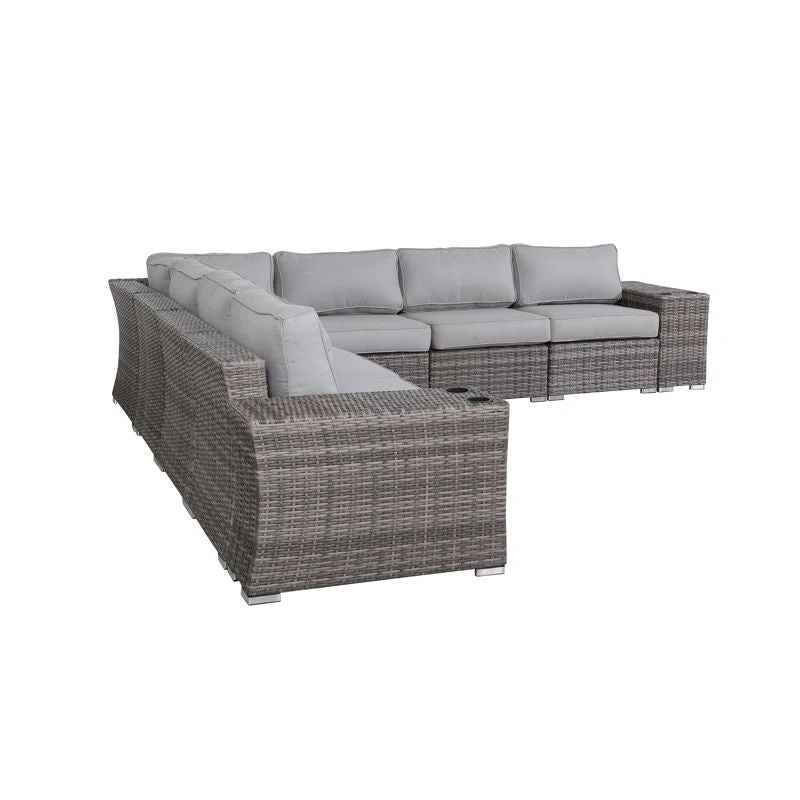 Rattan Sectional Sofa Set With Cushions